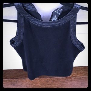 Black top with leather accents